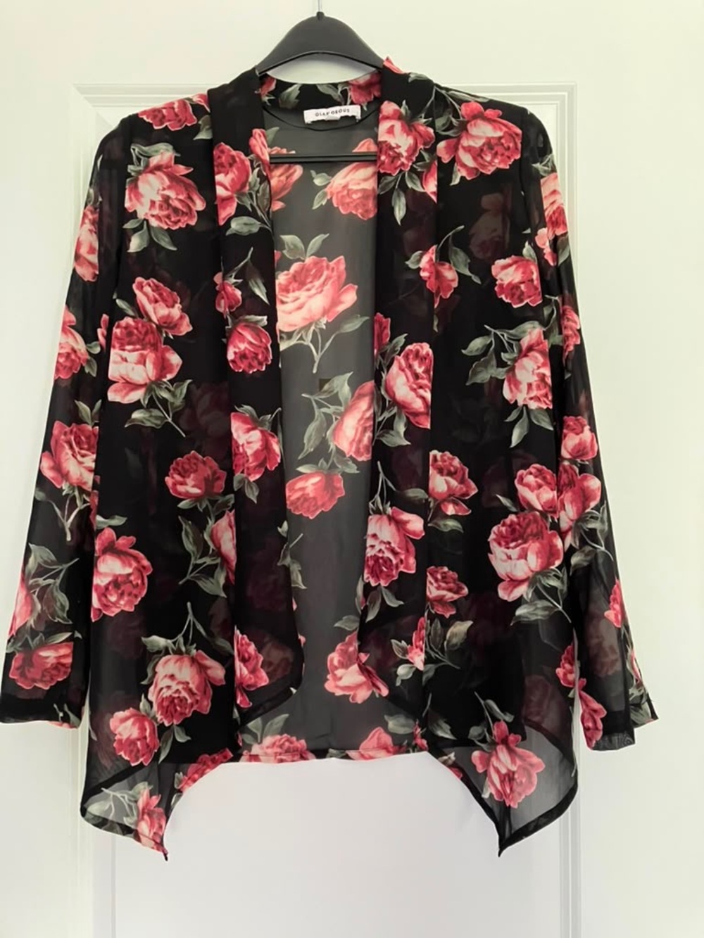 Glamorous Black Floral Dress with Pink Roses